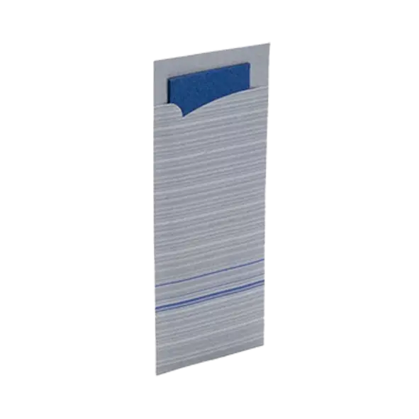 Pochette à couvert gris serviette bleue 100 pièces 