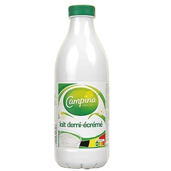 lait demi écrémé plastique 1L - Campina - 